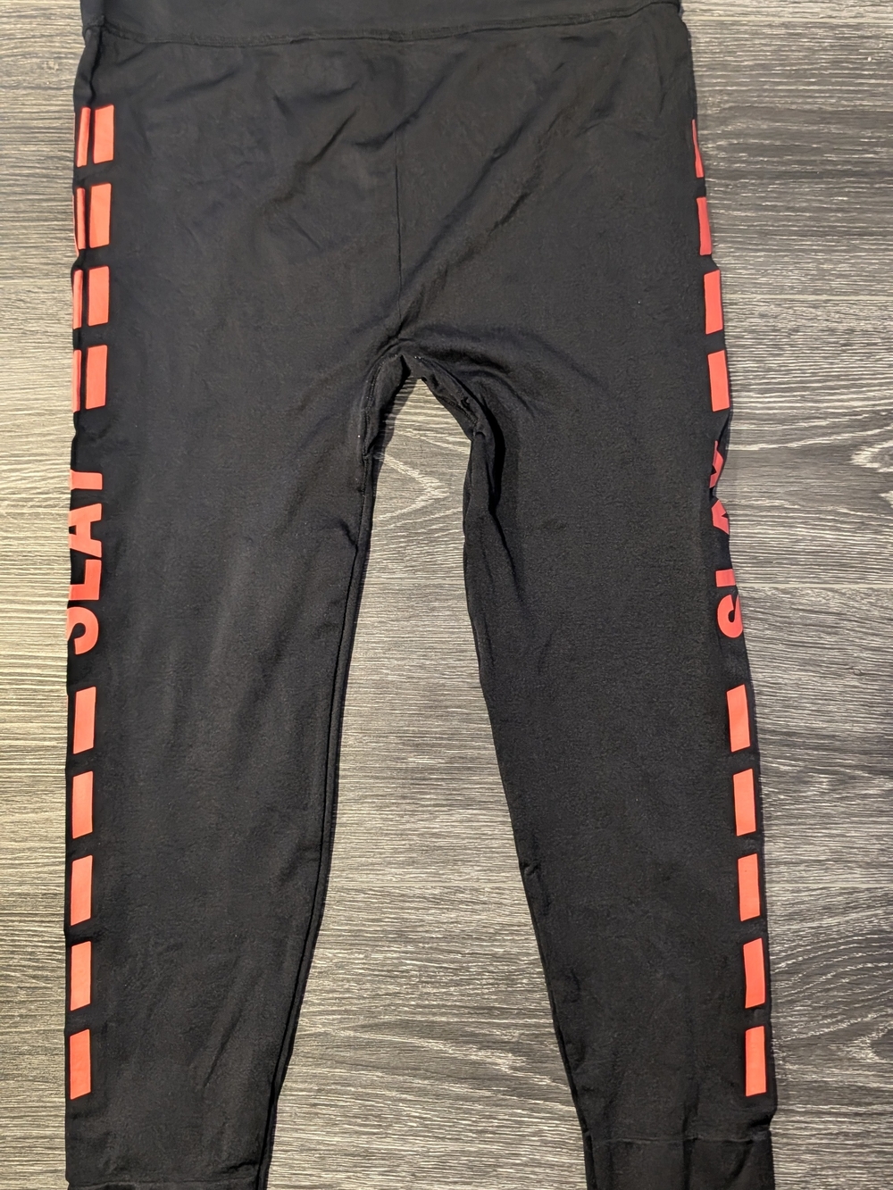 Black Leggings with Orange Side Graphic